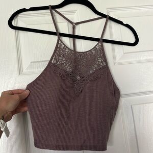 Mudd purple crochet tank top